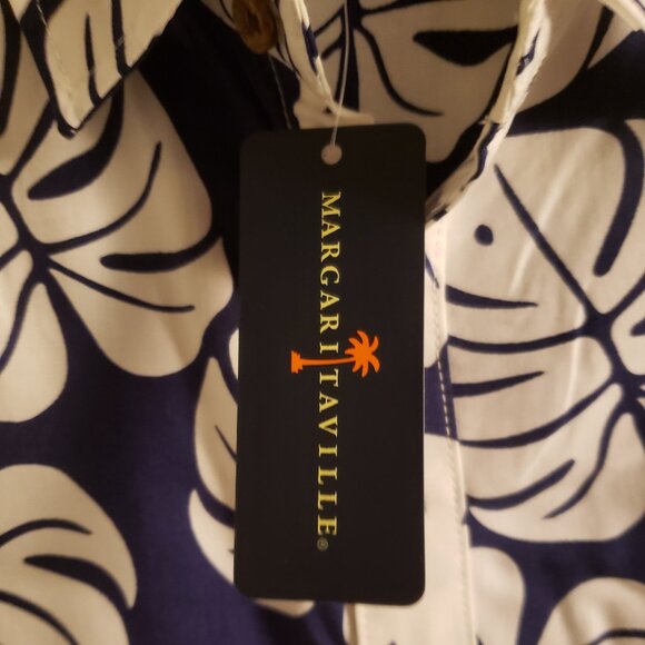 🎉HostPick Margaritaville Men's Hawaiian Blue White Floral Short Sleeve Shirt XL - Picture 8 of 8